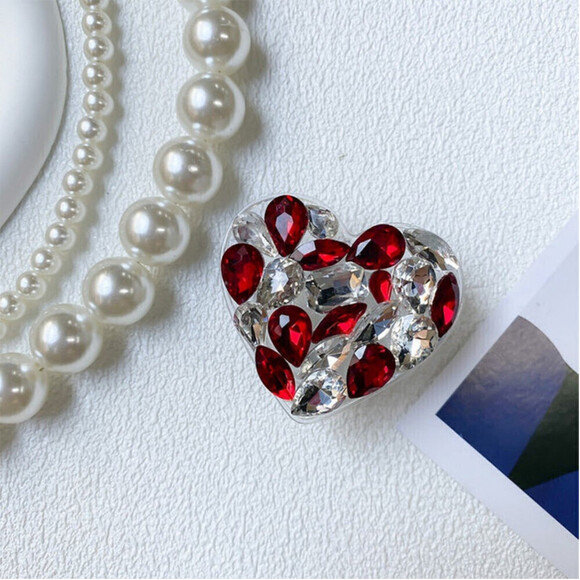 Heart Shaped Phone Grip In Red - Picture 2 of 4